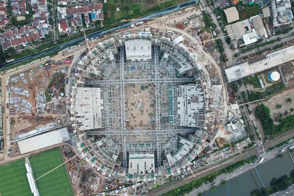 Luftaufnahme Bau Eines Neuen Fußballstadions Für Die Kommende Indonesische Nationalmannschaft — Stockfoto