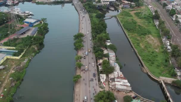 Letecký Pohled Papango Drive Provoz Podél Řeky Jakarta Nábřeží Tanjung — Stock video