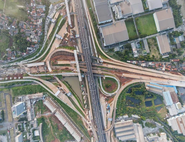 Widok Powietrza Nowy Plac Budowy Dróg Bekasi Bekasi Indonezja Kwietnia — Zdjęcie stockowe