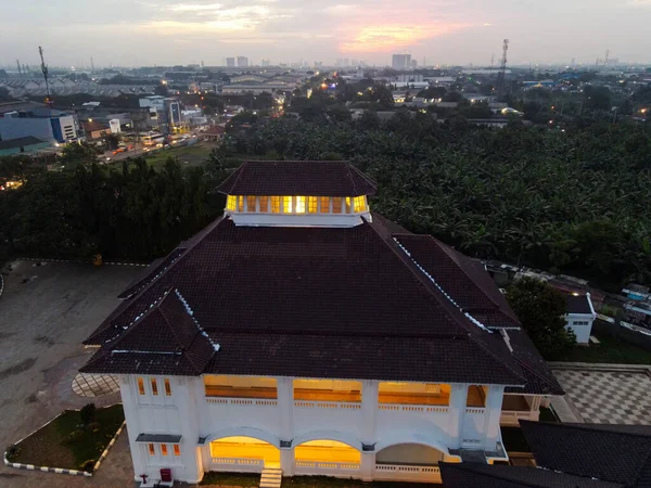 Aerial Drone View Monument Gedung Juang One Historical Building Tambun — Stock Photo, Image