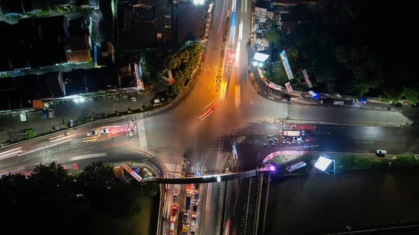 Engarrafamento Nas Ruas Poluídas Bekasi Noite Congestionamento Tráfego Limitado Poucas — Fotografia de Stock