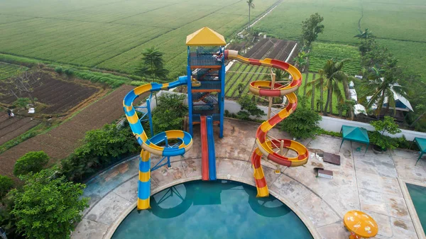 Bekasi Indonésie Mai 2021 Vue Aérienne Beau Parapluie Autour Piscine — Photo