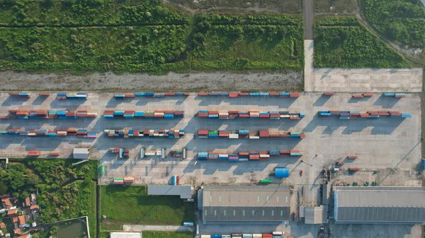 Luftaufnahme Der Und Entladung Von Containerschiffen Trockenhafen Von Cikarang Import — Stockfoto