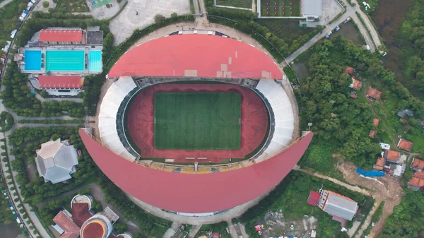 Güneş Doğduğunda Wibawa Mukti Stadyumu Nun Güzel Manzarasının Yukarıdan Görünüşü — Stok fotoğraf