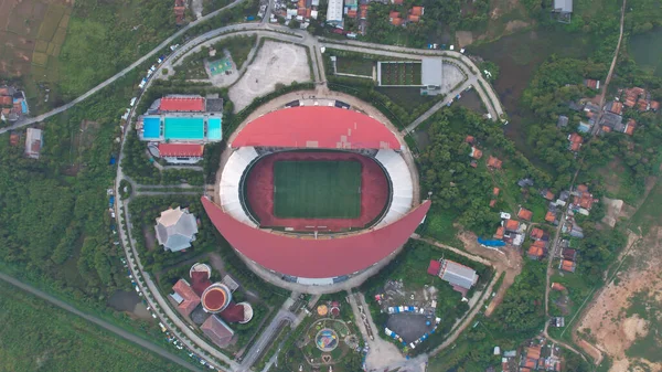 Vue Aérienne Haut Vers Bas Magnifique Paysage Stade Wibawa Mukti — Photo