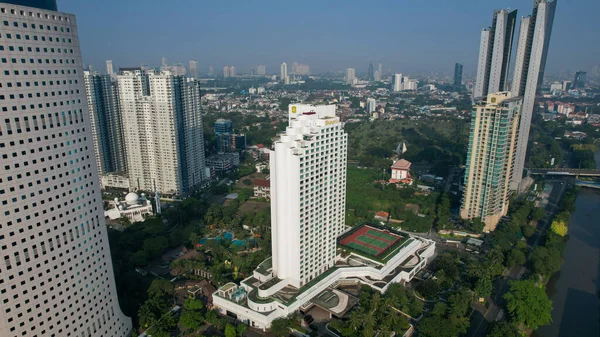 Vista Aérea Hotel Shangrila Edifício Rua Sudirman Jakarta Indonésia Maio — Fotografia de Stock