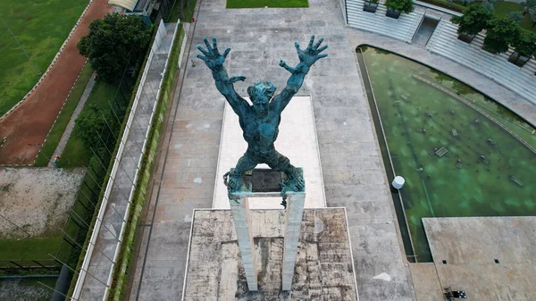 Flygfoto Över West Irian Liberation Monument Centrala Jakarta Med Jakarta — Stockfoto