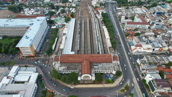 Veduta Aerea Della Stazione Ferroviaria Jakarta Kota Con Sfondo Paesaggio — Foto Stock