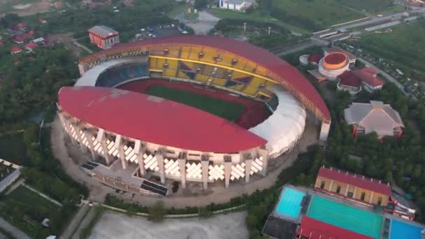 Antenn Ovanifrån Utsikt Över Den Vackra Naturen Wibawa Mukti Stadium — Stockvideo