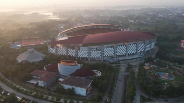 Antenn Ovanifrån Utsikt Över Den Vackra Naturen Wibawa Mukti Stadium — Stockvideo