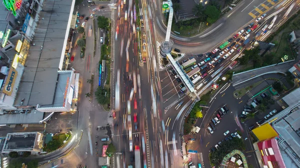 Engarrafamento Nas Ruas Poluídas Bekasi Tem Maior Número Veículos Motor — Fotografia de Stock