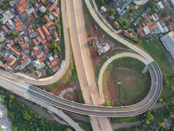 Flygfoto Över Den Nya Vägbygget Bekasi Indonesien Maj 2021 — Stockfoto