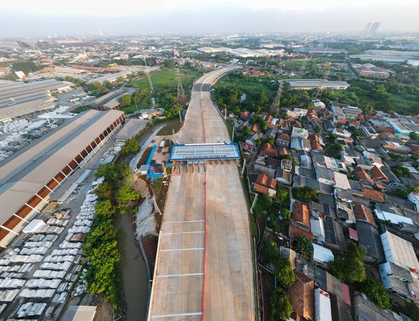 Vista Aérea Sobre Novo Estaleiro Construção Estradas Bekasi Indonésia Maio — Fotografia de Stock