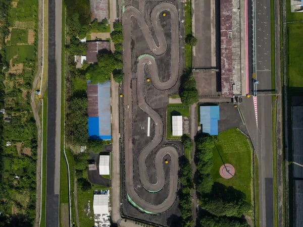 Curving Race Track View Aerial View Car Race Asphalt Track — Stock Photo, Image