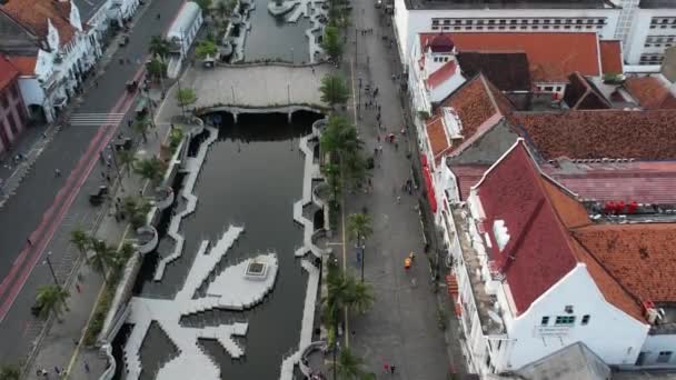 Luftaufnahme Fatahilah Museum Der Altstadt Von Jakarta Mit Stadtbild Von — Stockvideo