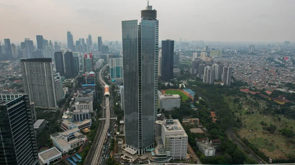 Luftaufnahme Der Architektur Details Modern Building Glasfassade Business Hintergrund Jakarta — Stockfoto