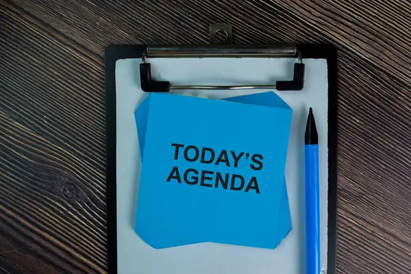 Today Agenda Write Sticky Notes Isolated Wooden Table — Zdjęcie stockowe