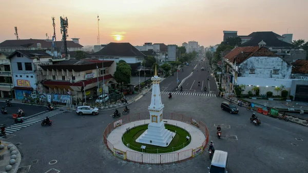 Tugu Jogja Nın Tugu Dostun Havadan Görünüşü Yogyakarta Nın Simgesel — Stok fotoğraf
