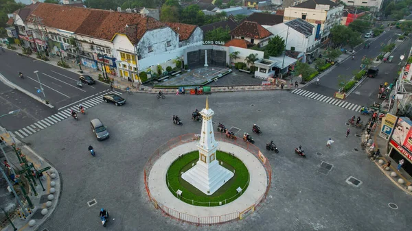 Aerial View Tugu Jogja Known Tugu Pal Iconic Landmark Yogyakarta — Stock Photo, Image