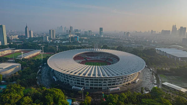 Letecký Pohled Shora Dolů Krásnou Scenérii Senajského Stadionu Jakarta Měšťanské — Stock fotografie