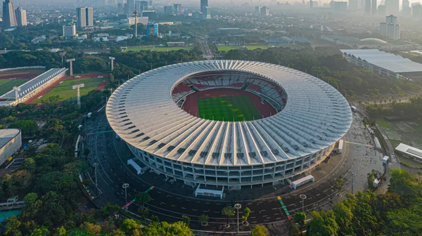 Letecký Pohled Shora Dolů Krásnou Scenérii Senajského Stadionu Jakarta Měšťanské — Stock fotografie