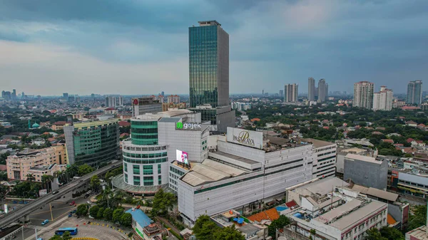 Aerial View Bus Platform New Constructed Railway Station Kebayoran Baru — Stock Photo, Image