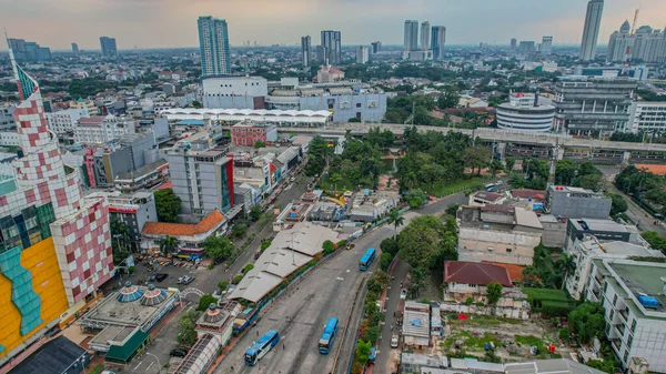 Повітряний Вид Bus Платформу Новому Збудованому Залізничному Вокзалі Kebayoran Baru — стокове фото