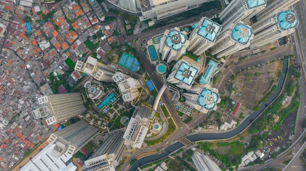 Vista Aérea Taman Anggrek Mayor Centro Comercial Apartamento Yakarta Amanecer — Foto de Stock