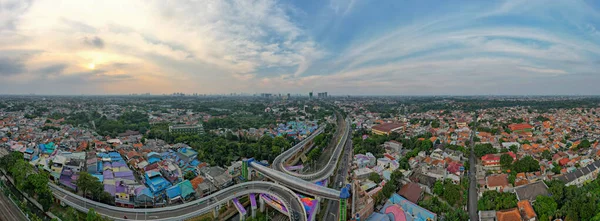 Widok Lotu Ptaka Skrzyżowanie Znaków Nieskończoności Jakarta City Collaboartion Road — Zdjęcie stockowe