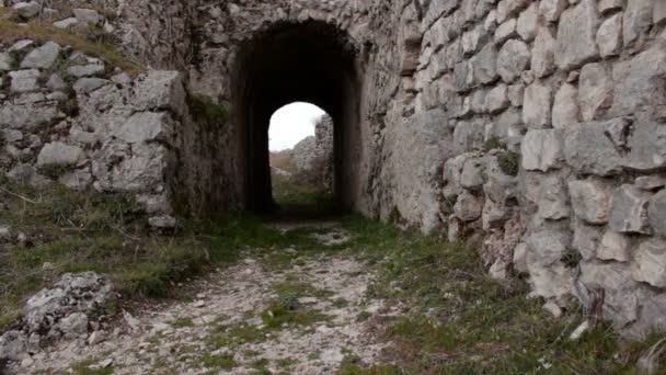 Overblijfselen Van Het Normandische Kasteel Het Dorp Civita Superiore Bojano — Stockvideo