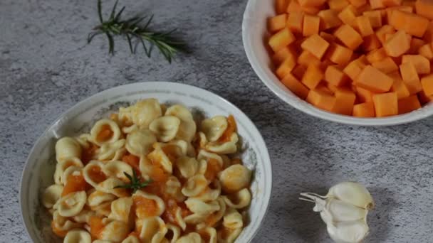Orecchiette Pumpkin Typical Italian Fresh Pasta — Stock Video