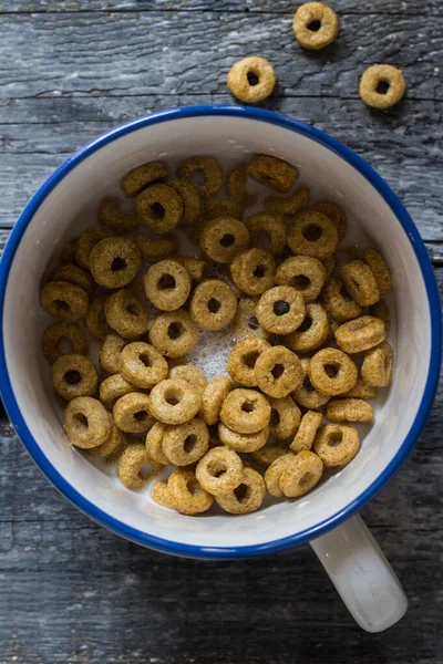 Cup Milk Honey Hoops — Stock Photo, Image