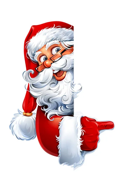 Ilustración Vectorial Del Personaje Dibujos Animados Santa Claus Mostrando Signo — Vector de stock