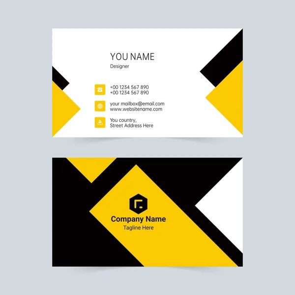 Black Yellow Simple Universal Business Card — Stock Vector