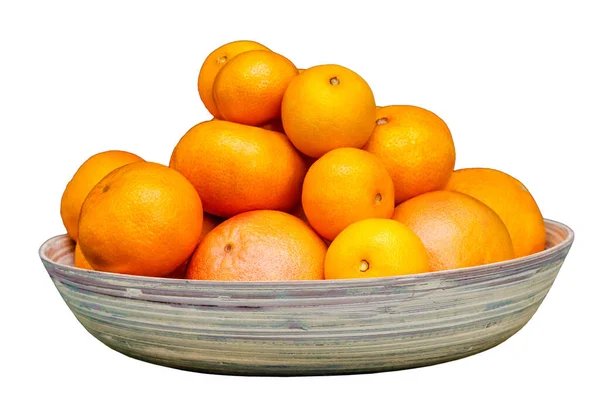 Piatto Isolato Pieno Agrumi Colore Arancione Sfondo Bianco Arance Mandarini — Foto Stock