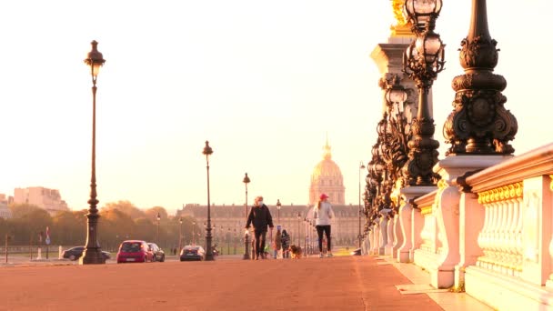 Paris Frankrike Oktober 2020 Historiskt Monument Bryggan Alexandre Beläget Turistområdet — Stockvideo