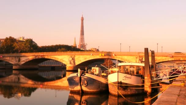 Paris France Octobre 2020 Rivière Seine Avec Des Barges Premier — Video