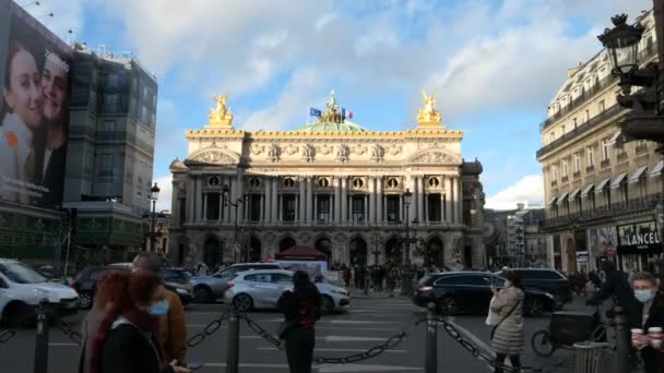 프랑스 2020 거리에 사람들의 오페라가 르니에의 역사적 기념물 — 비디오