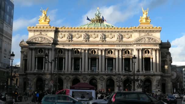 Parijs Frankrijk December 2020 Uitzicht Beroemde Opera Garnier Historisch Monument — Stockvideo