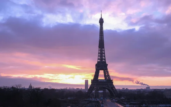 Paris France Décembre 2020 Vue Sur Tour Eiffel Lever Coucher — Photo