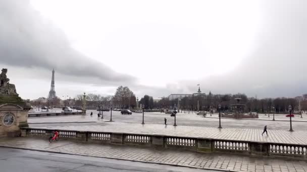 Paris France Janvier 2021 Temps Écoulé Circulation Routière Place Concorde — Video