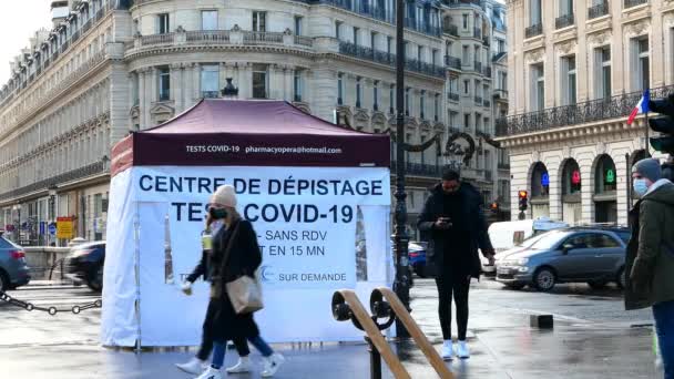 Paris França Janeiro 2021 Tenda Que Abriga Centro Triagem Teste — Vídeo de Stock