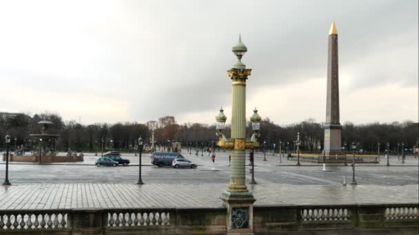 Paris Frankreich Januar 2021 Zeitraffer Des Straßenverkehrs Ort Concorde Vorbei — Stockvideo