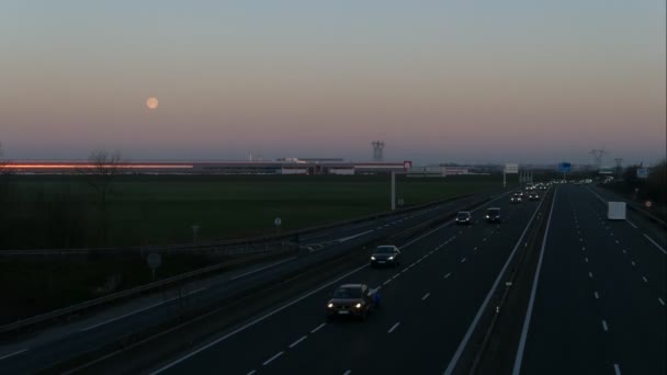 Corbeil France February 2021 Timelapse Cars Highway Sunrise Movement Accelerated — Stock Video