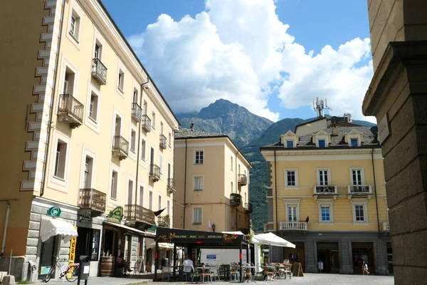 Aosta Italy July 2021 Tourist City Center Buildings Traditional Italian —  Fotos de Stock