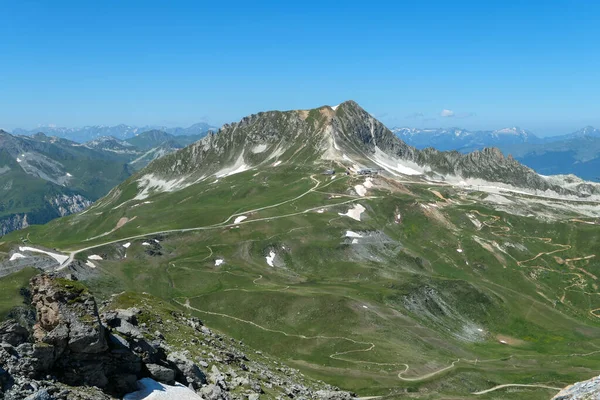 Yazın Dağ Manzarası Savoie Deki Alpler Vadisinde Alp Otlakları — Stok fotoğraf