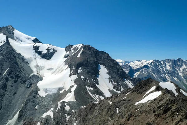 Snowcapped Vârf Stâncos Altitudine Savoy Peisaj Montan Alpi Ghețari — Fotografie, imagine de stoc