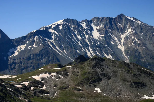 Der Schneebedeckte Felsgipfel Savoyen Berglandschaft Den Alpen Mit Gletschern — Stockfoto