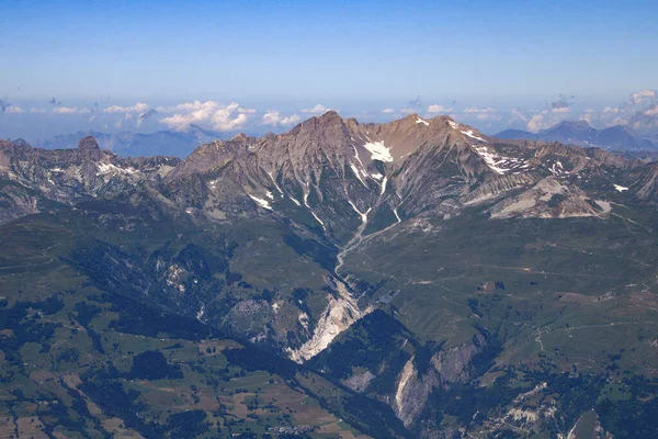 Yazın Dağ Manzarası Savoie Deki Alpler Vadisinde Alp Otlakları — Stok fotoğraf