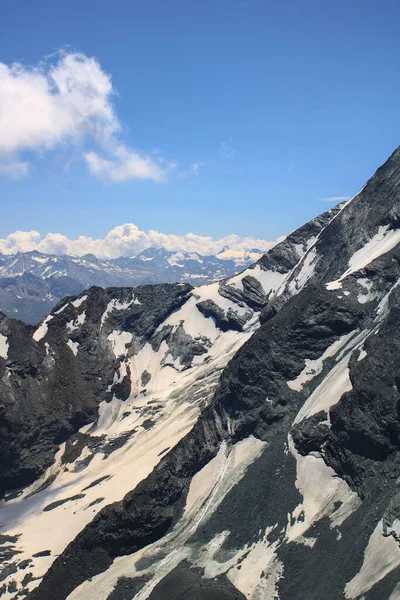 Snötäckta Klipptoppar Höjden Savoy Bergslandskap Alperna Med Glaciärer — Stockfoto